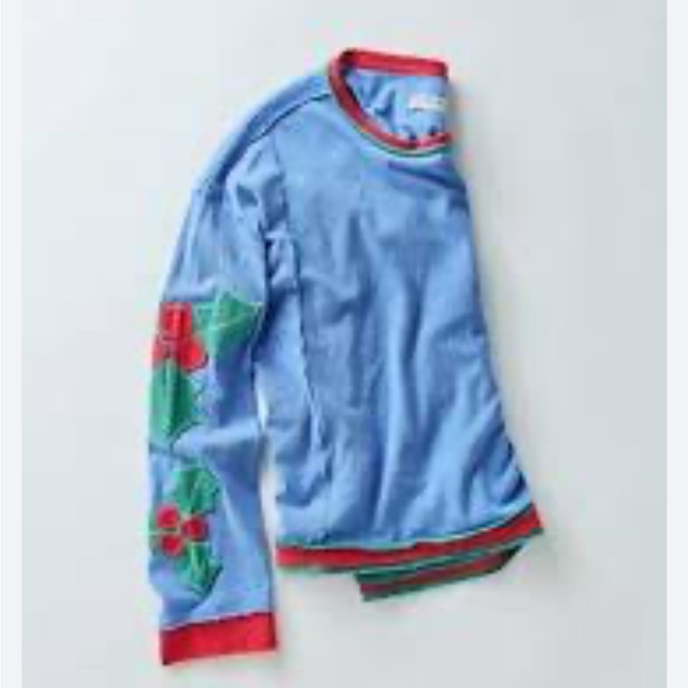 Free People We The Free You're A Star Tee Blue Riviera Small S Holly Christmas - Picture 4 of 13